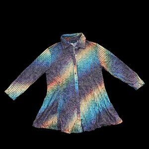 Carine Rainbow Button Down Long Sleeve